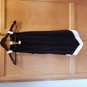 LIKE NEW INC halter tunic black with white trim size small 100% rayon